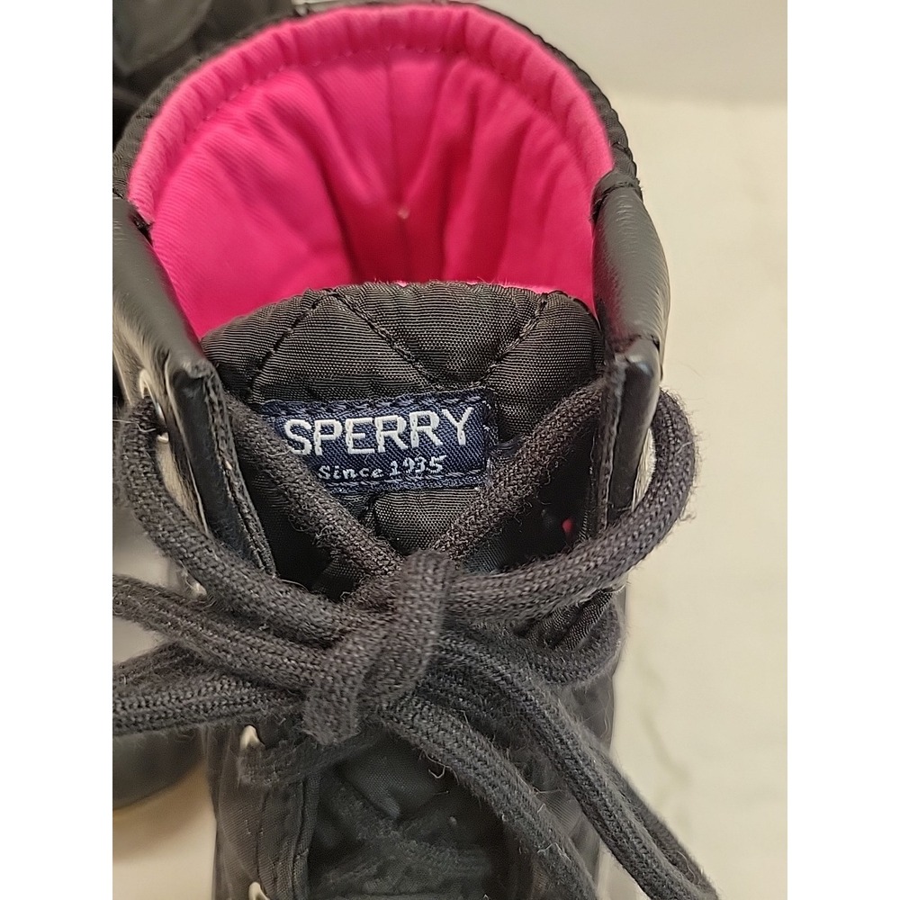 Sperry Boots Kids Size 3M Girls Port Lace Up Duck Boots Bootie Black - Picture 11 of 12